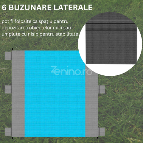 Patura Picnic, Impermeabila, 4 Carlige, Husa, 6 Buzunarase, 208cm x 208cm, Albastra