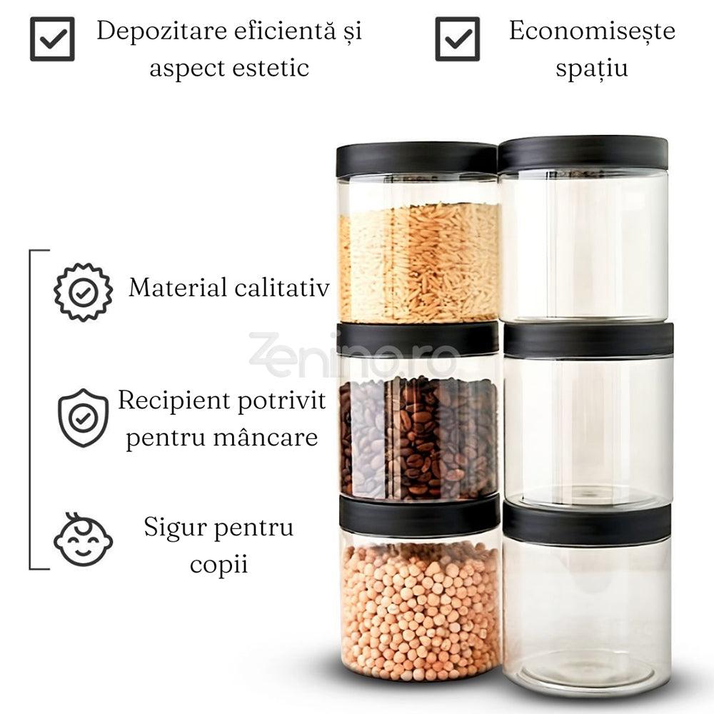 Set Recipiente Condimente, 150ml, Organizare Eficienta, Inchidere Etansa, Depozitare Usoara, Plastic, Transparent