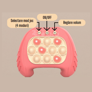 Consola Pop It Interactiva, 4 Moduri de Joc, Antistres, Portabila, Compacta, cu Baterii, ABS Premium, Silicon, pentru Toate Varstele