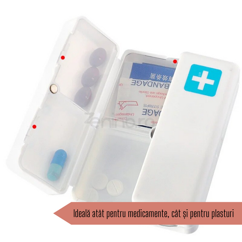 Cutie Medicamente, 7 Compartimente Individuale, Compacta, Portabila, Inchidere Magnetica, Plastic, 7x10cm
