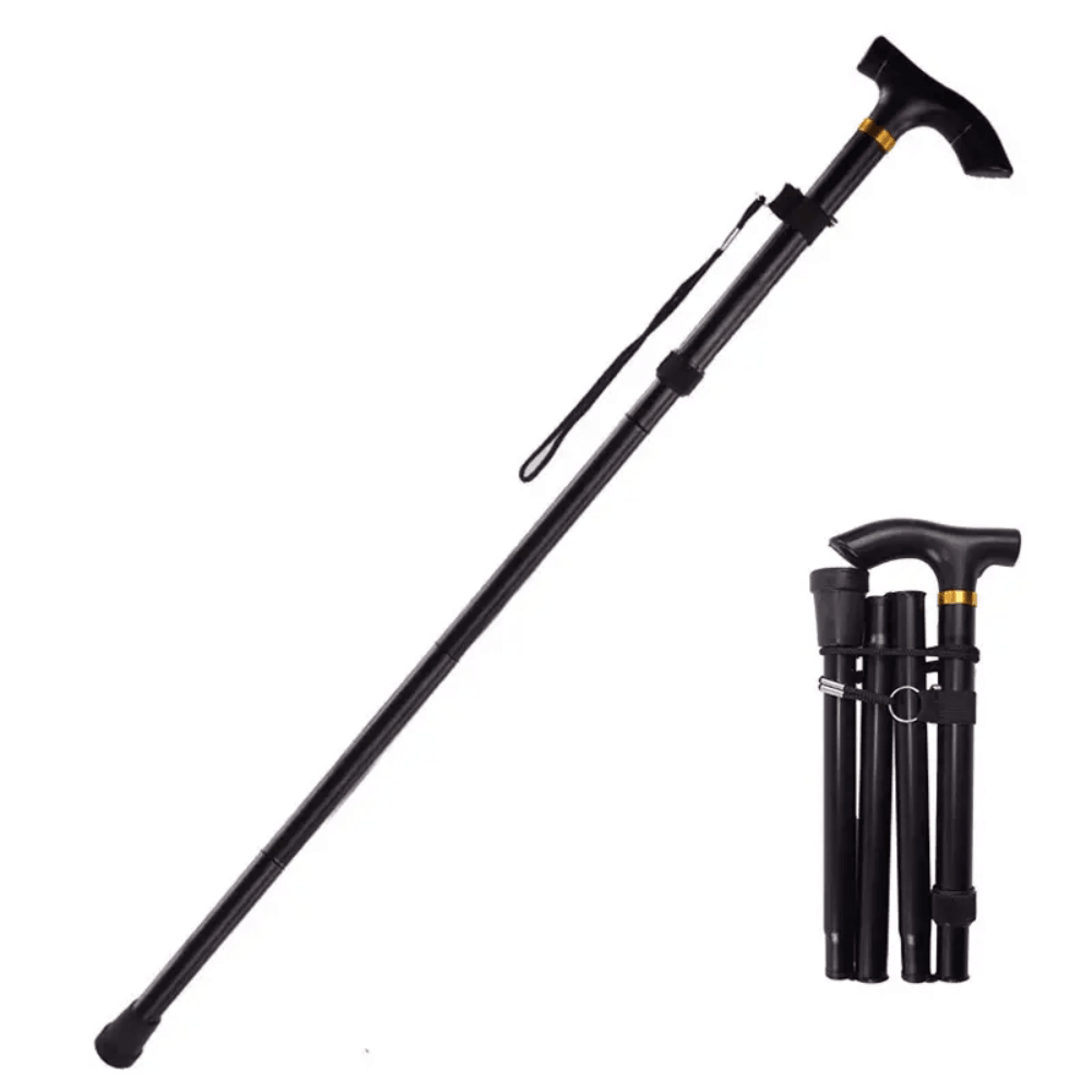 Baston Pliabil Extensibil - Maner Ergonomic, Snur de Prindere, Ajustabil 85cm-92cm, Aluminiu