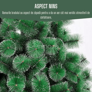 Artificial Christmas Tree, Snowy Look, Bushy Branches, Durable, Metal and Plastic Support Included, Easy to Install, Indoor and Outdoor, Green