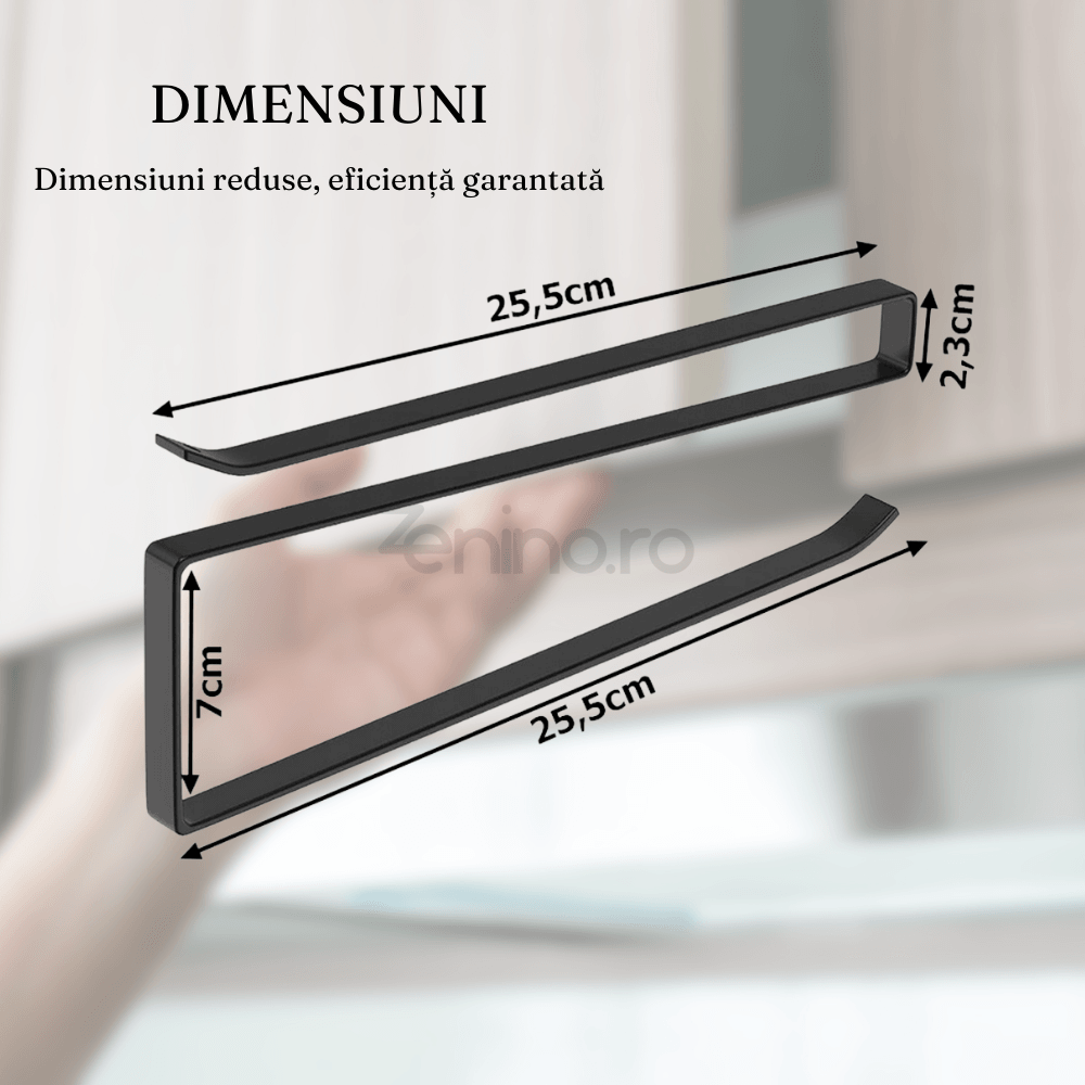 Suport Prosoape/Hartie, Versatil, Flexibil, Rezistent, Durabil, din Metal, Alb/Negru, 25,5x7x2,3 cm