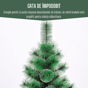 Artificial Christmas Tree, Snowy Look, Bushy Branches, Durable, Metal and Plastic Support Included, Easy to Install, Indoor and Outdoor, Green