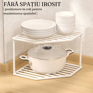 Etajera Depozitare, Maximizare Spatiu, Suport Cuptor cu Microunde, Asamblare Rapida, Sarcina Maxima 18kg, din Metal, Negru, Alb