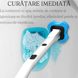 Perie Curatare Toaleta, Capete de unica folosinta, Igienizare, Curatare, 5 Rezerve, Fixare pe perete, Alb