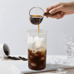 Set of 2 Insulated Glass Cups, 500ml, Bamboo Lid, Non-Toxic, Silicone Protection, Black, Cream