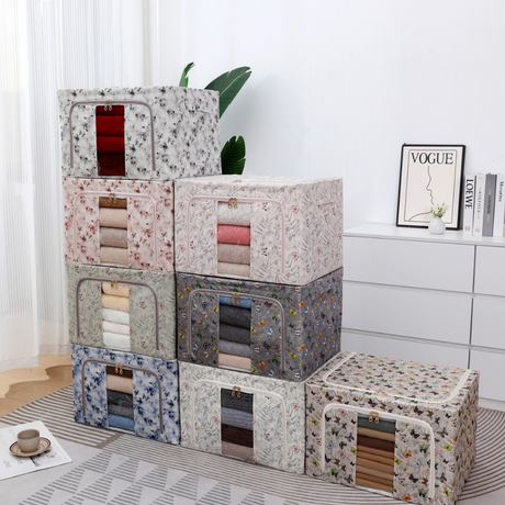 Cutie de Depozitare, Pliabil, Capacitate 66L, Material Textil, cu Fermoar, Modele Diferite