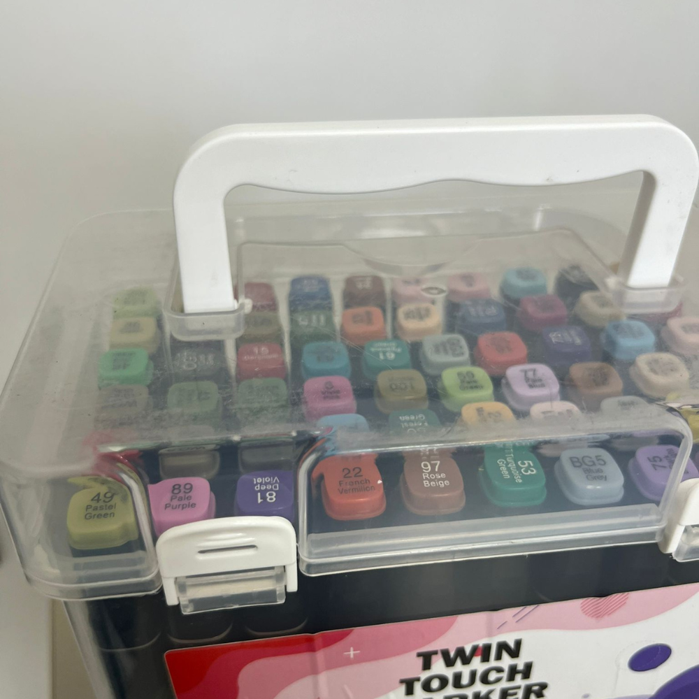 Set Markere cu Varf Dublu, Carte de Colorat Cadou, Cutie Depozitare, Culori Intense, Multicolor