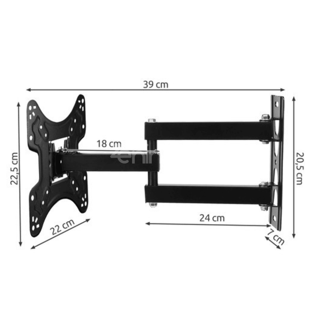 Suport Televizor, Fixare in Perete, Suruburi Incluse, Max.22kg., Unghi Ajustabil, Rotire 180, din Metal, Negru