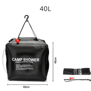 Portable Solar Heated Shower, for Camping, 20/40L, Leakproof Closure, Hanging Handle, Easy to Fill, Black