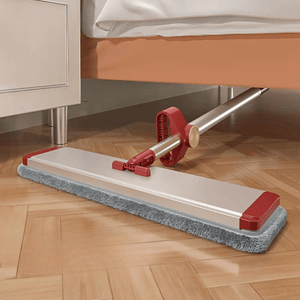 Mop Plat 2in1, Sistem de Stoarcere, 2 Lavete Microfibra, Maner Telescopic 130cm, Rotire 360, Rosu