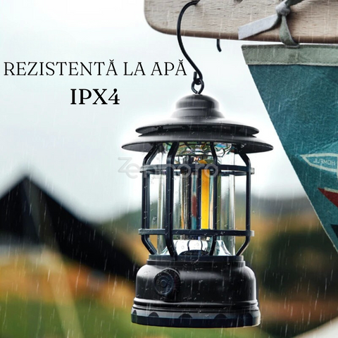 Lampa Camping Portabila, 5W, Tip Felinar, 1200mAh, Intensitate Reglabila, 21 COB LED, Incarcare USB, Negru, Verde, Rosu
