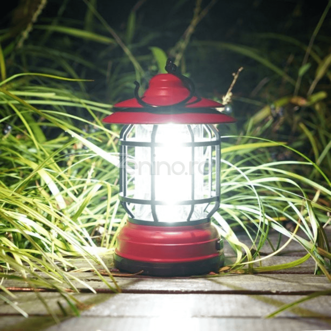 Преносима къмпинг лампа, 5W, тип фенер, 1200mAh, регулируем интензитет, 21 COB LED, USB зареждане, черна, зелена, червена