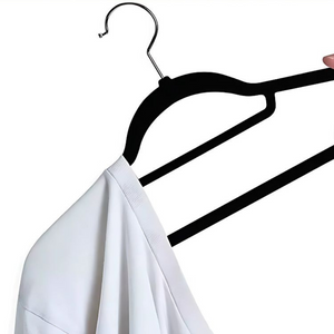 Velvet Hanger Set, Non-Slip, Steel Hook, Maximum Resistance 5 kg, Rounded Edges, Gray