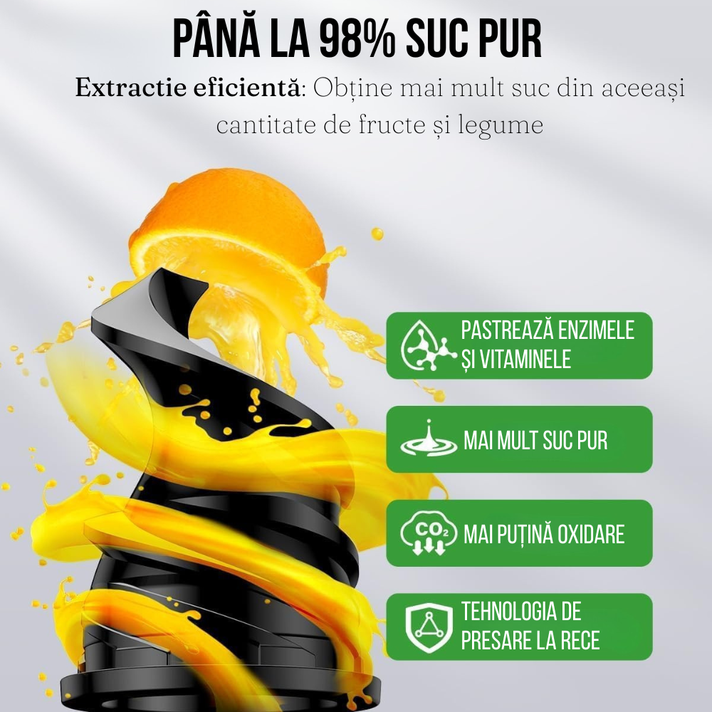 Storcator cu Presare la Rece, pentru Fructe si Legume, 200W, Silentios 60dB