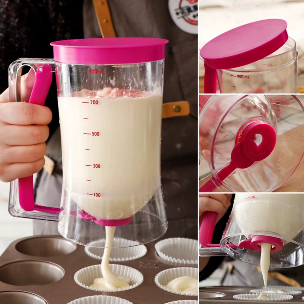 Dispenser Aluat, pentru Prajituri, 900ml, Maner cu Arc, din Plastic