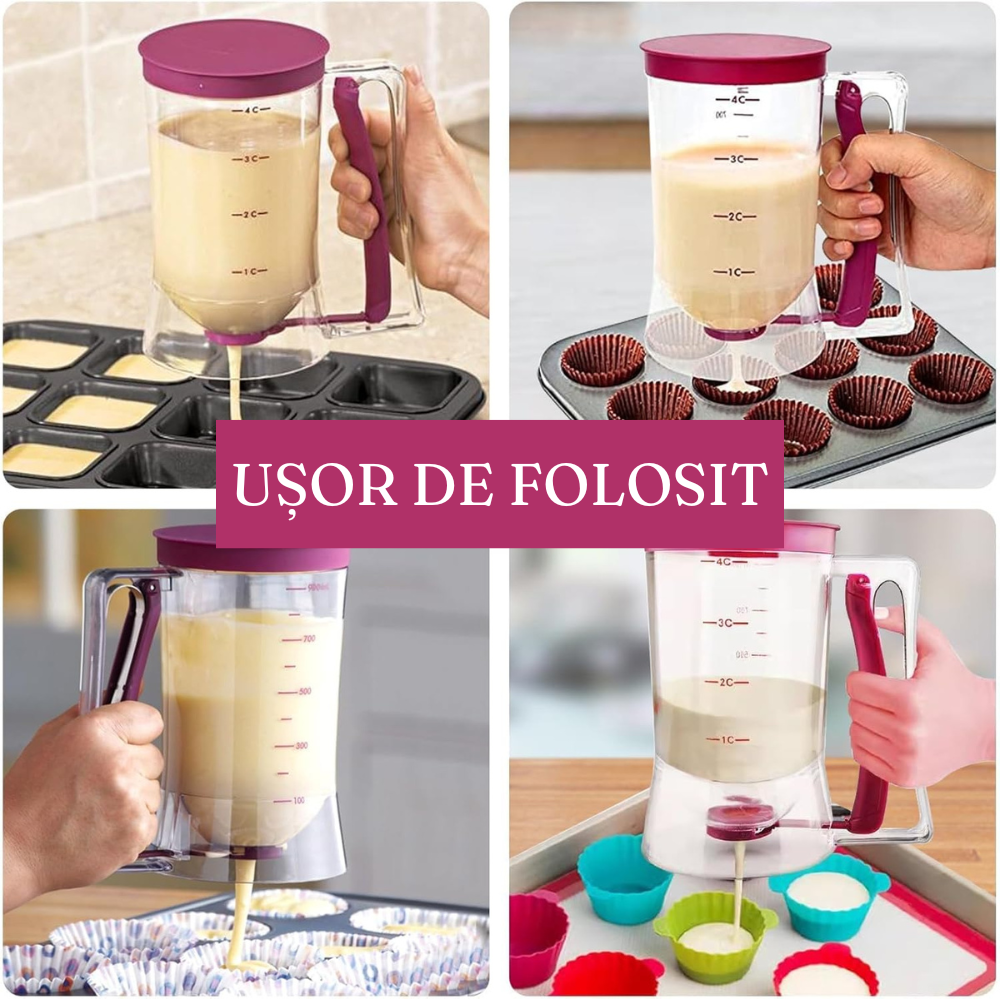 Dispenser Aluat, pentru Prajituri, 900ml, Maner cu Arc, din Plastic