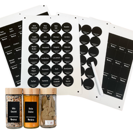 Set of 96 Zenino Labels, Spice Names, Self-Adhesive, White Marker
