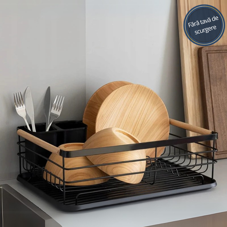 Stainless Steel Dish Dryer, Cutlery Holder, Draining Tray, 43x30.5x14cm