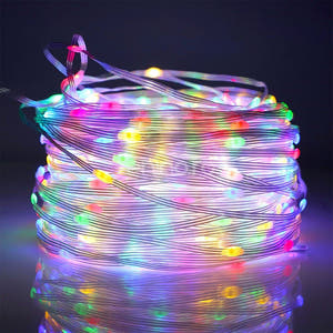 Instalatie de Craciun, Liniara, Becuri LED, Multicolor, 8 Jocuri de Lumini, Fir Transparent, 220V, Controler