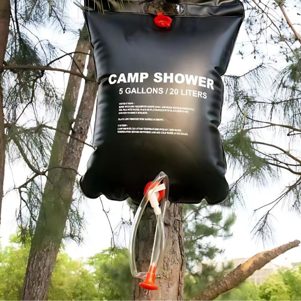 Portable Solar Heated Shower, for Camping, 20/40L, Leakproof Closure, Hanging Handle, Easy to Fill, Black