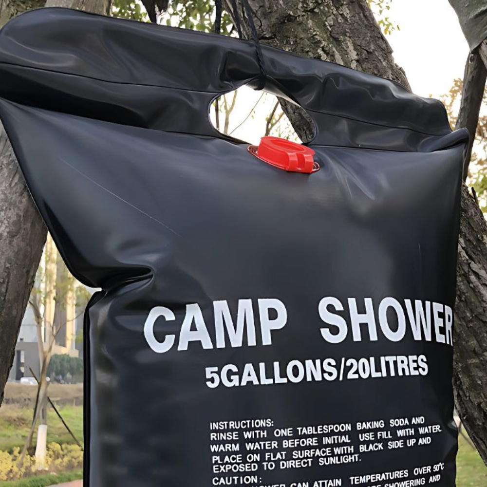 Portable Solar Heated Shower, for Camping, 20/40L, Leakproof Closure, Hanging Handle, Easy to Fill, Black