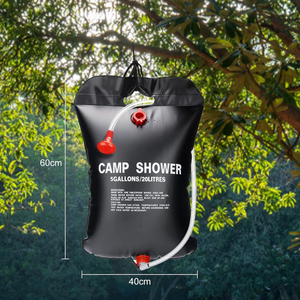 Portable Solar Heated Shower, for Camping, 20/40L, Leakproof Closure, Hanging Handle, Easy to Fill, Black