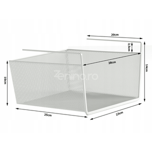 Cos Suspendat pentru Raft, Model Versatil, Organizare Usoara, Otel Inoxidabil, 28x25x10cm, Negru, Alb