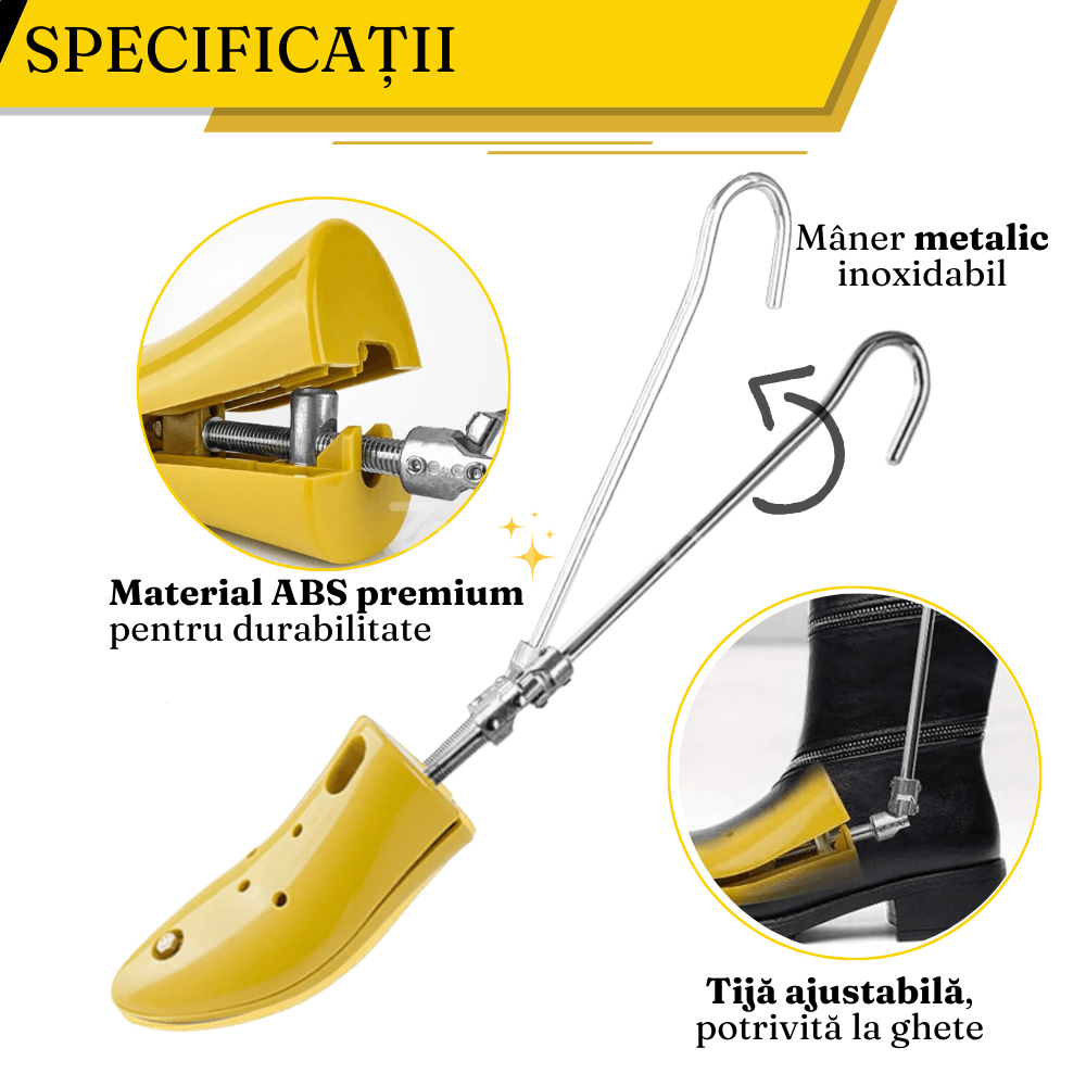 San/Calapod Mentinere Ghete, Tija Reglabila, Accesorii Incluse, ABS Premium, Universal, Galben