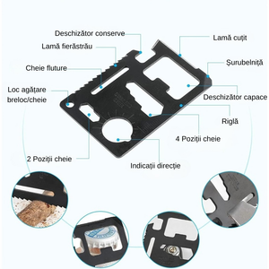 Kit Supravietuire 13 in 1, Instrumente Multifunctionale, Lanterna, Model Compact