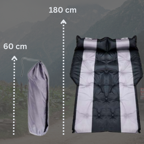 Saltea Gonflabila Auto - Tip Pat, Geanta Transport, Usor de Montat, Design Ergonomic, 180x120cm, Gri/Negru