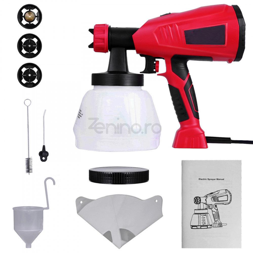 Aparat pentru Vopsit/Zugravit - 800ml, 400W, Multifunctional, 3 Duze, Cablu 3m, Accesorii Incluse, Rosu