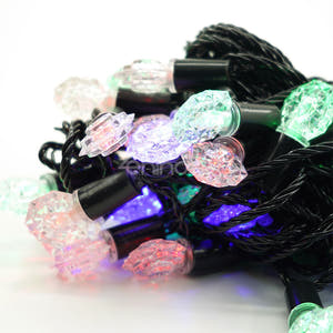Коледна инсталация, 10 м кабел, 40 LED крушки, многоцветни, 8 светлинни ефекта, черен кабел, 220V, контролер