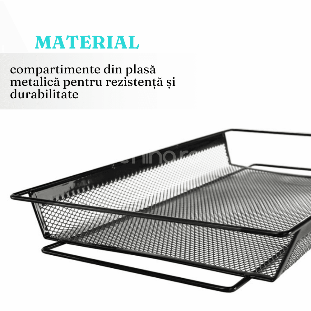 Carucior Depozitare si Organizare, cu 4 Niveluri, Model Versatil, Roti 360 cu Blocare, din Metal, 84x48x27cm, Negru