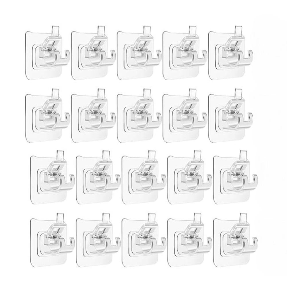 Set Carlige Adezive, Rezistente la Apa, Transparente, Max 5kg., 6cm