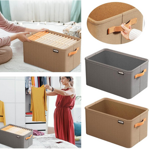 Clothes Storage Box, Metal Frame, Textile Material, with Handles