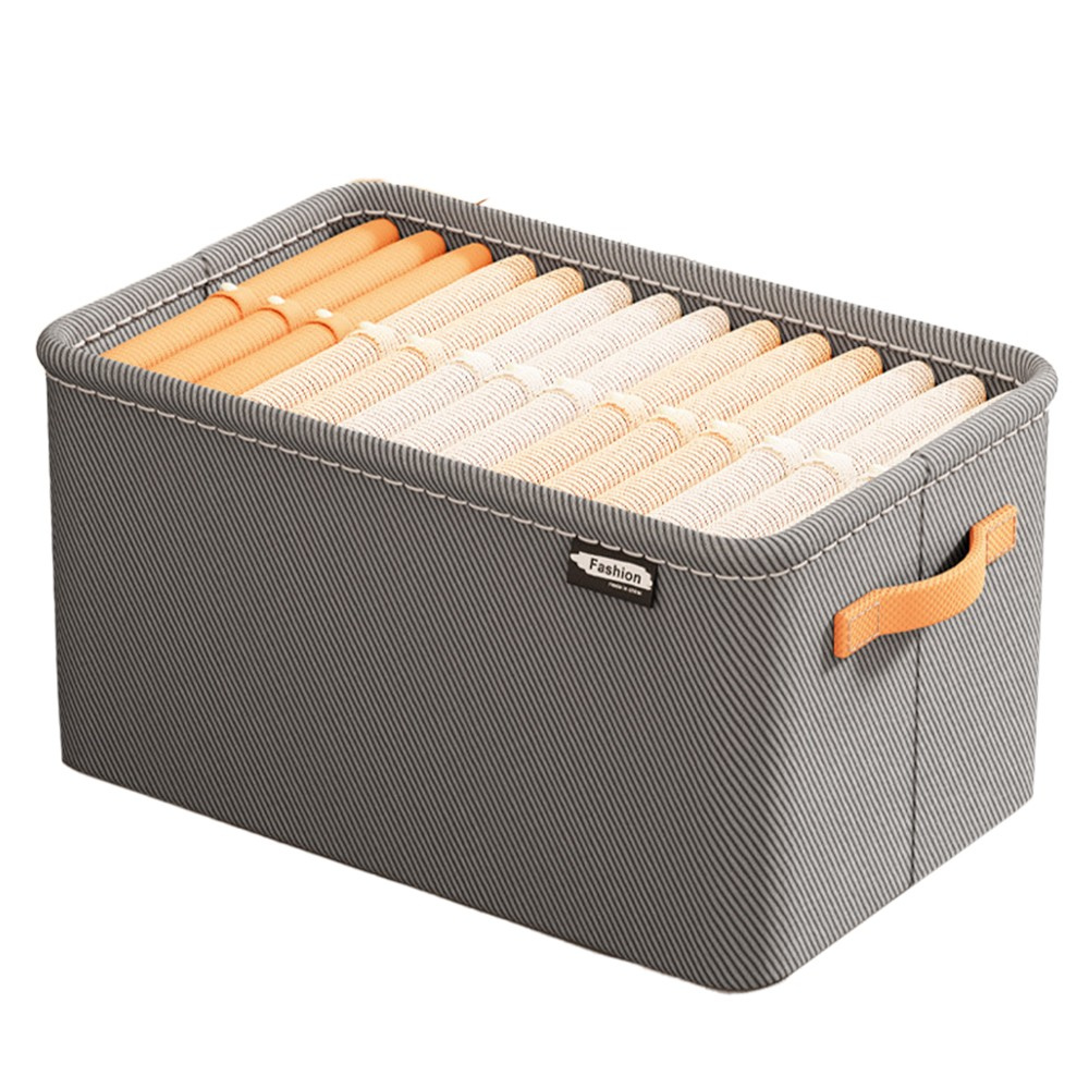 Clothes Storage Box, Metal Frame, Textile Material, with Handles