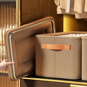 Clothes Storage Box, Metal Frame, Textile Material, with Handles