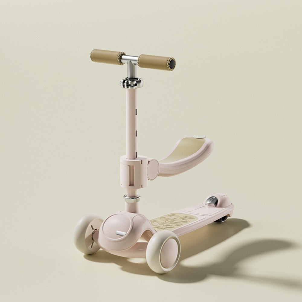 3in1 Children's Scooter, Stroller Type, Safety Frame, Adjustable Handlebar, LED Lights, Music, Versatile