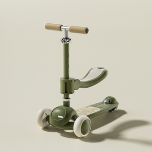 3in1 Children's Scooter, Stroller Type, Safety Frame, Adjustable Handlebar, LED Lights, Music, Versatile