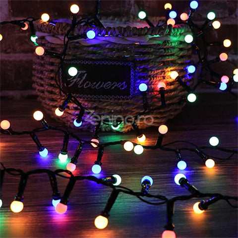 Instalatie de Craciun, Liniara 10m, 40 Becuri LED, Multicolor, 8 Jocuri de Lumini, Fir Negru, 220V, Controler