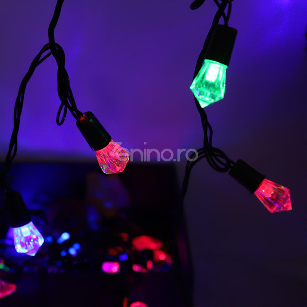 Коледна инсталация, 10 м кабел, 40 LED крушки, многоцветни, 8 светлинни ефекта, черен кабел, 220V, контролер
