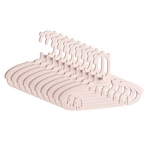 Set of 10 Children's Hangers, Expandable, Clips Included, Textured Edges, Polypropylene