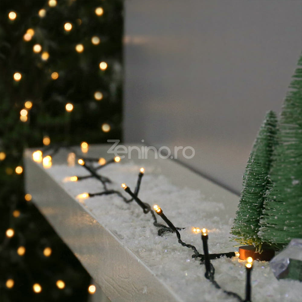 Instalatie de Craciun, Liniara, Becuri LED, Multicolor, 8 Jocuri de Lumini, Fir Negru, 220V, Controler