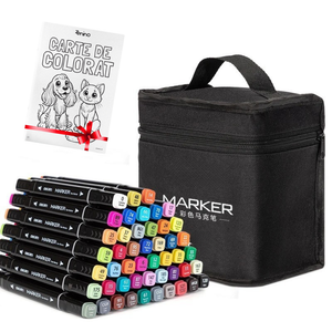 Set Markere + Carte de Colorat CADOU, Varf Dublu, Culori Intense, Geanta de Depozitare, Multicolor