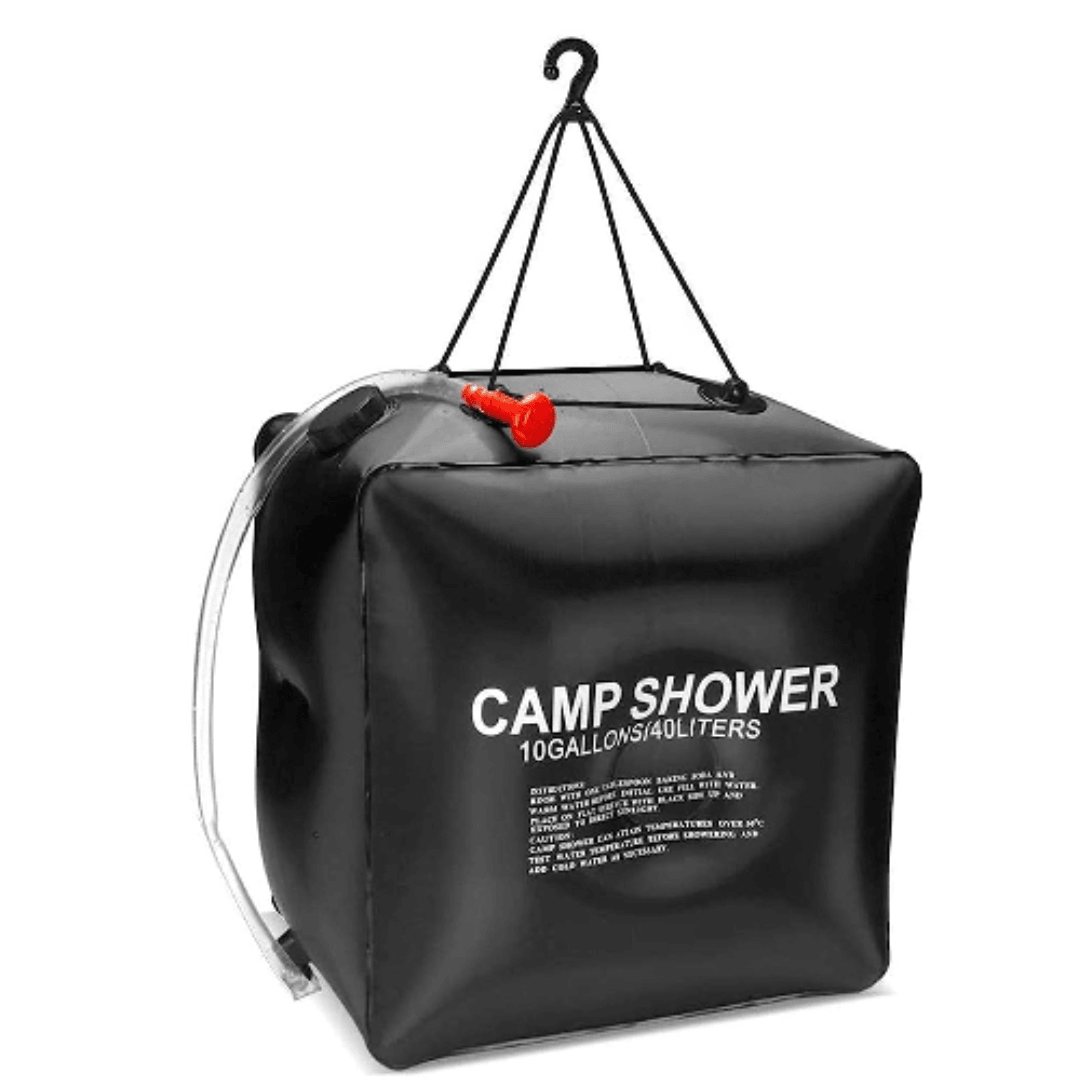 Dus Portabil cu Incalzire Solara, pentru Camping, 20/40L, Inchidere Etansa, Maner pentru Agatare, Usor de Umplut, Negru