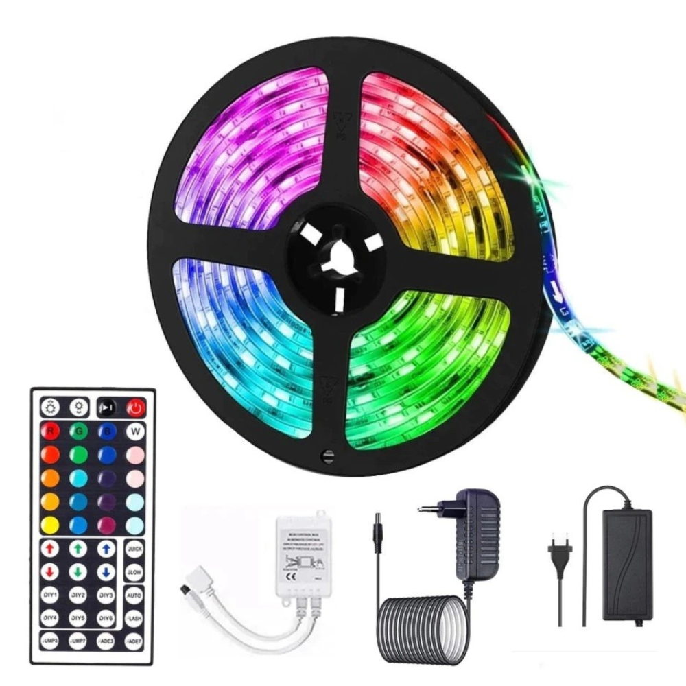 Banda Led RGB 5M, 300 LED-uri, Telecomanda 44 Taste, Transformator, Multicolor