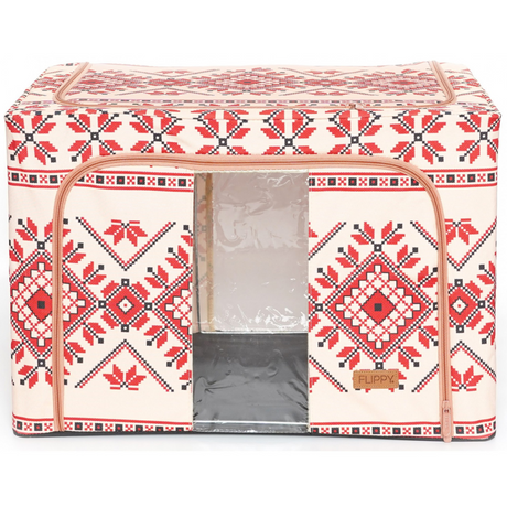 Cutie de Depozitare, Model Traditional, 66-100L, Material Textil, Cadru Otel, cu Fermoar