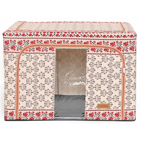 Cutie de Depozitare, Model Traditional, 66-100L, Material Textil, Cadru Otel, cu Fermoar